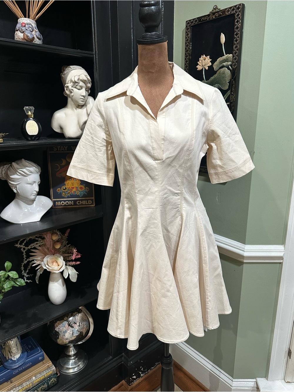 Zara ZW Collection Polo Collar Topstitch Mini Dress – Size Medium